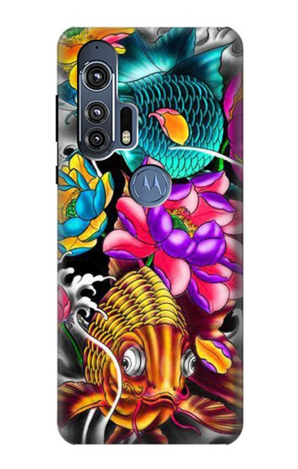 S1630 魚日本タトゥー Fish Japanese Oriental Tattoo Motorola Edge+ バックケース、フリップケース・カバー