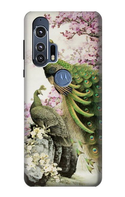 S2773 ピーコック中国の絵画 Peacock Chinese Brush Painting Motorola Edge+ バックケース、フリップケース・カバー