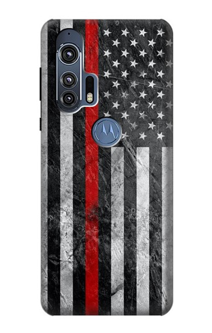 S3687 消防士細い赤い線アメリカの国旗 Firefighter Thin Red Line American Flag Motorola Edge+ バックケース、フリップケース・カバー