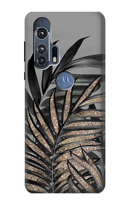 S3692 灰色の黒いヤシの葉 Gray Black Palm Leaves Motorola Edge+ バックケース、フリップケース・カバー