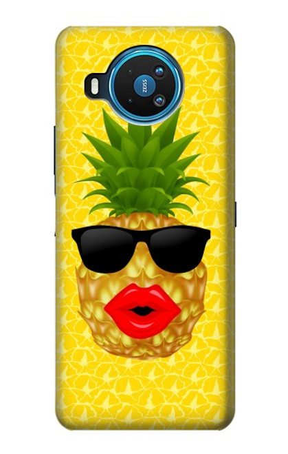 S2443 楽しい パイナップルサングラス 接吻 Funny Pineapple Sunglasses Kiss Nokia 8.3 5G バックケース、フリップケース・カバー