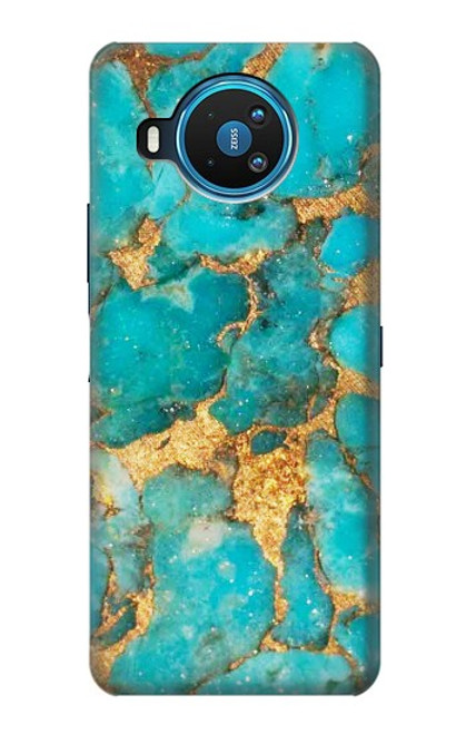S2906 アクアターコイズ宝石グラフィックプリント Aqua Turquoise Stone Nokia 8.3 5G バックケース、フリップケース・カバー
