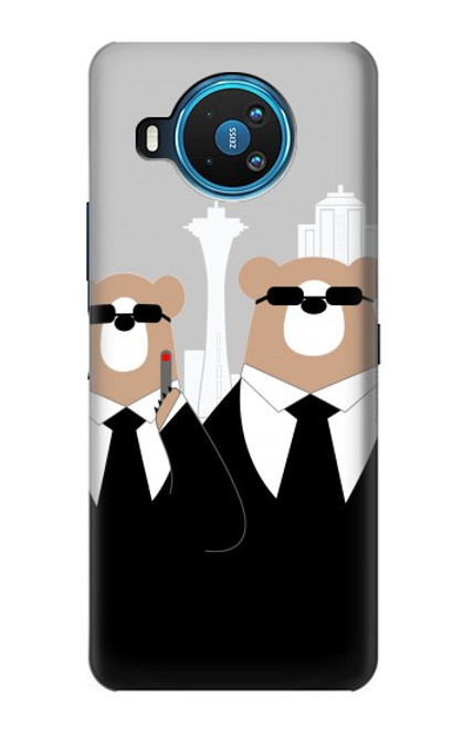 S3557 黒いスーツのクマ Bear in Black Suit Nokia 8.3 5G バックケース、フリップケース・カバー