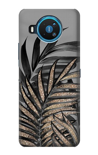 S3692 灰色の黒いヤシの葉 Gray Black Palm Leaves Nokia 8.3 5G バックケース、フリップケース・カバー