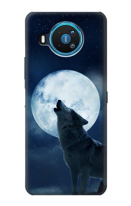 S3693 グリムホワイトウルフ満月 Grim White Wolf Full Moon Nokia 8.3 5G バックケース、フリップケース・カバー
