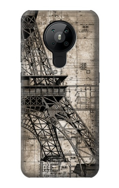 S3416 エッフェル塔の設計図 Eiffel Tower Blueprint Nokia 5.3 バックケース、フリップケース・カバー