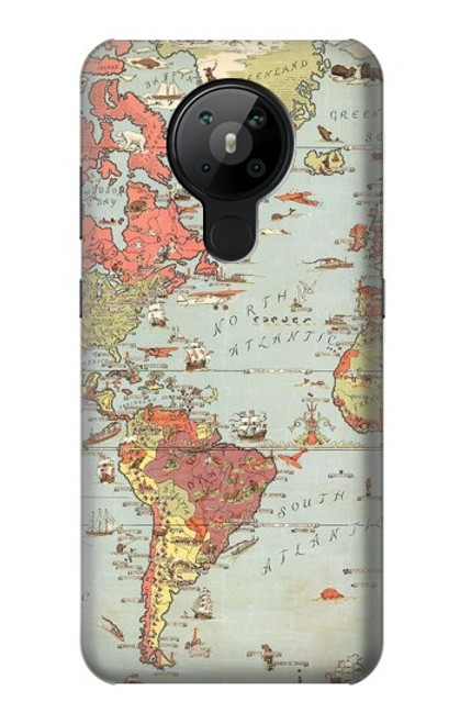 S3418 ヴィンテージの世界地図 Vintage World Map Nokia 5.3 バックケース、フリップケース・カバー