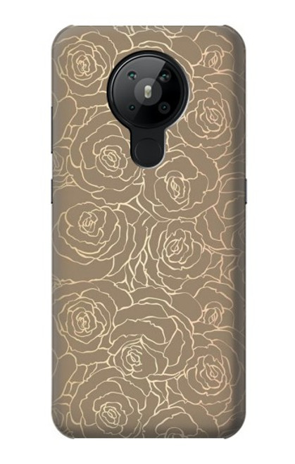 S3466 ゴールドローズ柄 Gold Rose Pattern Nokia 5.3 バックケース、フリップケース・カバー
