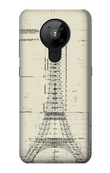 S3474 エッフェル建築図面 Eiffel Architectural Drawing Nokia 5.3 バックケース、フリップケース・カバー