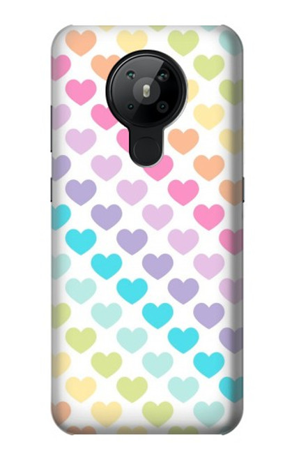 S3499 カラフルなハート柄 Colorful Heart Pattern Nokia 5.3 バックケース、フリップケース・カバー