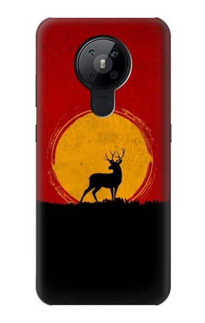 S3513 鹿の夕日 Deer Sunset Nokia 5.3 バックケース、フリップケース・カバー