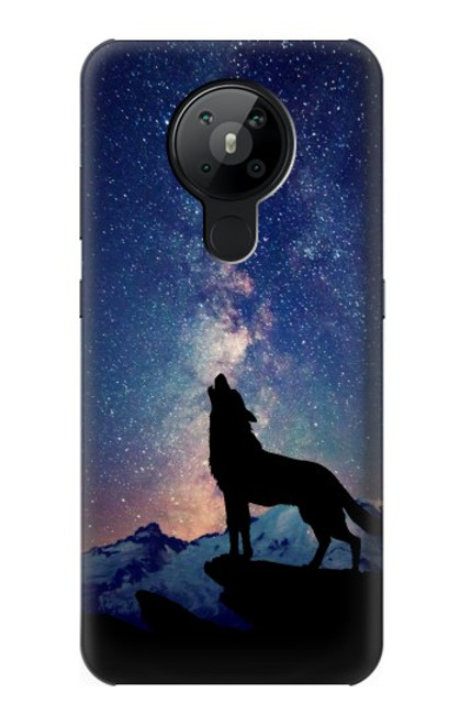 S3555 狼 Wolf Howling Million Star Nokia 5.3 バックケース、フリップケース・カバー