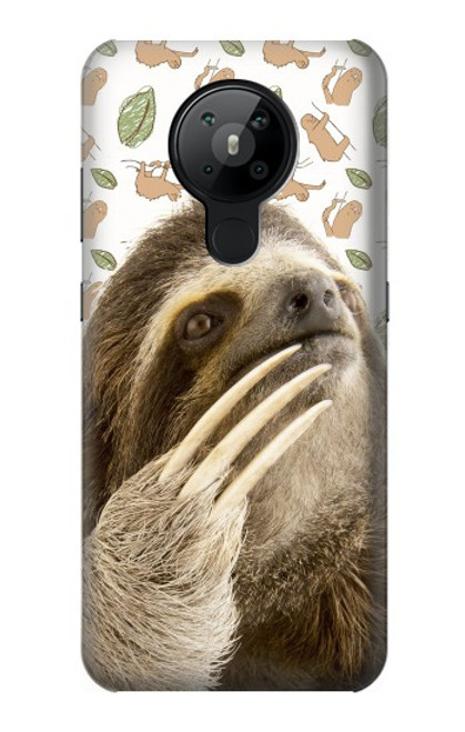 S3559 ナマケモノ Sloth Pattern Nokia 5.3 バックケース、フリップケース・カバー