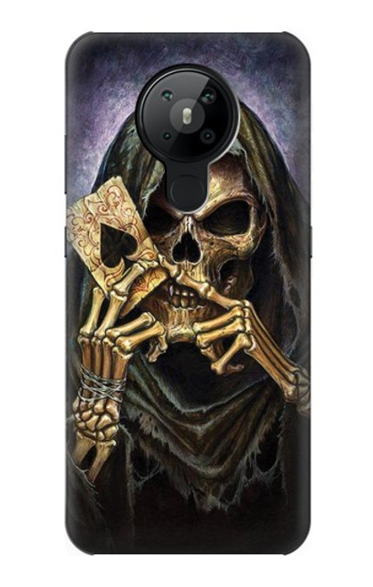 S3594 死神ポーカー Grim Reaper Wins Poker Nokia 5.3 バックケース、フリップケース・カバー