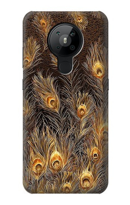 S3691 ゴールドピーコックフェザー Gold Peacock Feather Nokia 5.3 バックケース、フリップケース・カバー