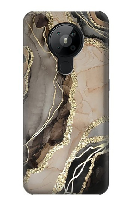 S3700 マーブルゴールドグラフィックプリント Marble Gold Graphic Printed Nokia 5.3 バックケース、フリップケース・カバー