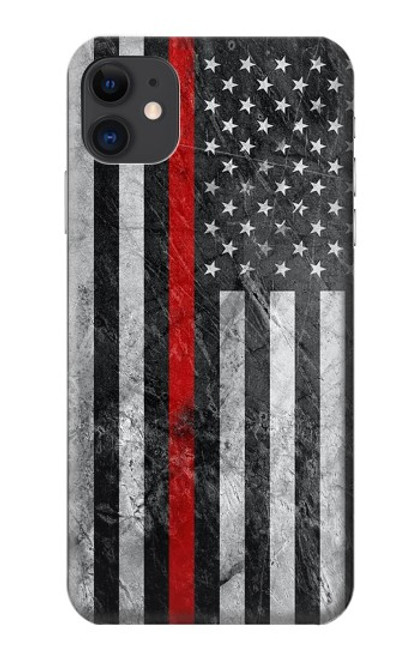 S3687 消防士細い赤い線アメリカの国旗 Firefighter Thin Red Line American Flag iPhone 11 バックケース、フリップケース・カバー