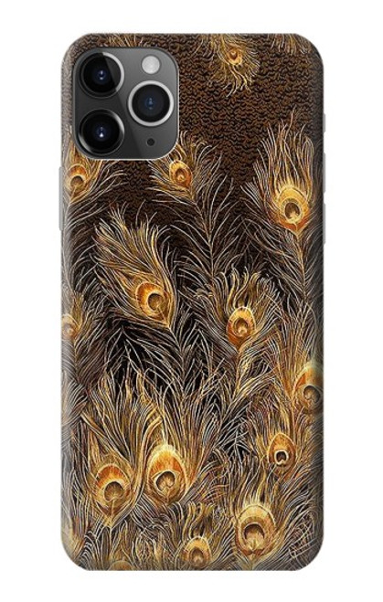 S3691 ゴールドピーコックフェザー Gold Peacock Feather iPhone 11 Pro バックケース、フリップケース・カバー