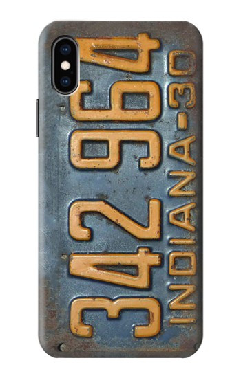 S3750 ヴィンテージ車のナンバープレート Vintage Vehicle Registration Plate iPhone X, iPhone XS バックケース、フリップケース・カバー