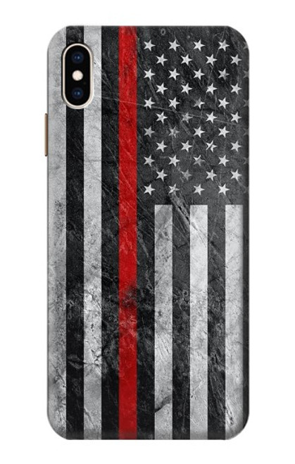 S3687 消防士細い赤い線アメリカの国旗 Firefighter Thin Red Line American Flag iPhone XS Max バックケース、フリップケース・カバー