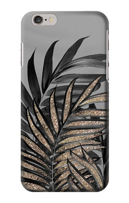 S3692 灰色の黒いヤシの葉 Gray Black Palm Leaves iPhone 6 6S バックケース、フリップケース・カバー
