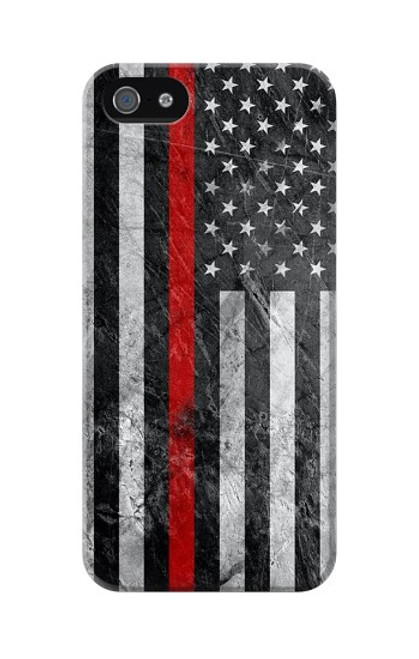 S3687 消防士細い赤い線アメリカの国旗 Firefighter Thin Red Line American Flag iPhone 5 5S SE バックケース、フリップケース・カバー