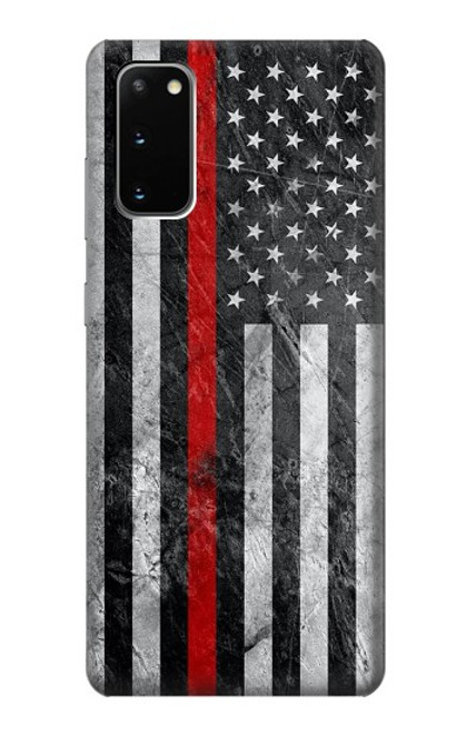 S3687 消防士細い赤い線アメリカの国旗 Firefighter Thin Red Line American Flag Samsung Galaxy S20 バックケース、フリップケース・カバー