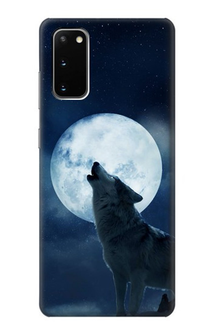 S3693 グリムホワイトウルフ満月 Grim White Wolf Full Moon Samsung Galaxy S20 バックケース、フリップケース・カバー