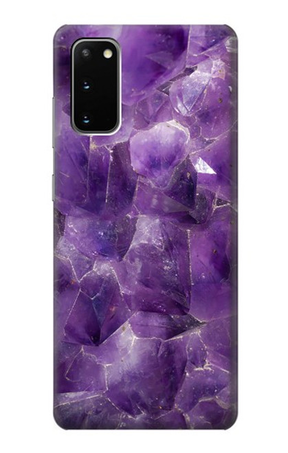 S3713 パープルクォーツアメジストグラフィックプリント Purple Quartz Amethyst Graphic Printed Samsung Galaxy S20 バックケース、フリップケース・カバー
