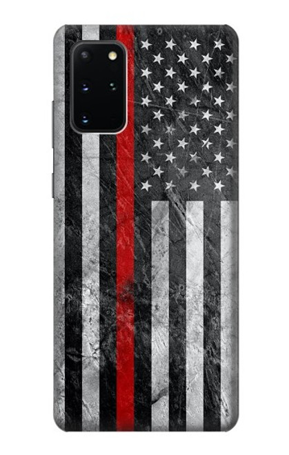 S3687 消防士細い赤い線アメリカの国旗 Firefighter Thin Red Line American Flag Samsung Galaxy S20 Plus, Galaxy S20+ バックケース、フリップケース・カバー