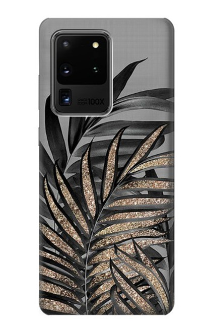 S3692 灰色の黒いヤシの葉 Gray Black Palm Leaves Samsung Galaxy S20 Ultra バックケース、フリップケース・カバー