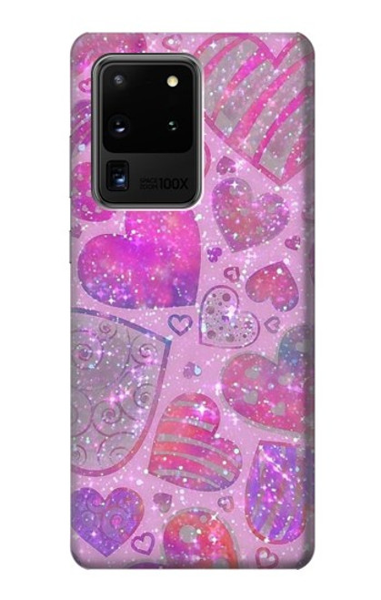 S3710 ピンクのラブハート Pink Love Heart Samsung Galaxy S20 Ultra バックケース、フリップケース・カバー