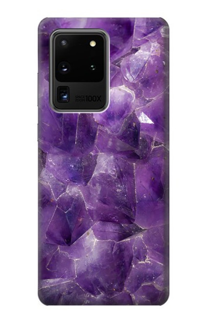 S3713 パープルクォーツアメジストグラフィックプリント Purple Quartz Amethyst Graphic Printed Samsung Galaxy S20 Ultra バックケース、フリップケース・カバー