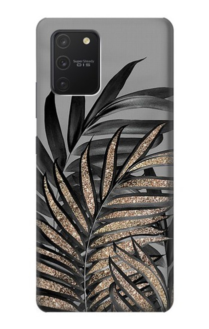 S3692 灰色の黒いヤシの葉 Gray Black Palm Leaves Samsung Galaxy S10 Lite バックケース、フリップケース・カバー