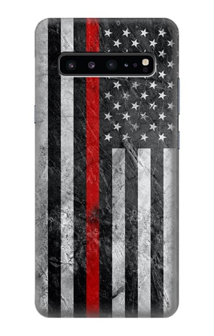 S3687 消防士細い赤い線アメリカの国旗 Firefighter Thin Red Line American Flag Samsung Galaxy S10 5G バックケース、フリップケース・カバー