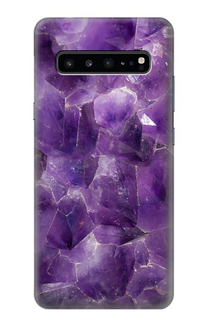 S3713 パープルクォーツアメジストグラフィックプリント Purple Quartz Amethyst Graphic Printed Samsung Galaxy S10 5G バックケース、フリップケース・カバー