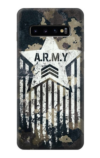 S3666 陸軍迷彩迷彩 Army Camo Camouflage Samsung Galaxy S10 Plus バックケース、フリップケース・カバー