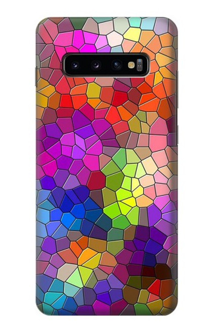 S3677 カラフルなレンガのモザイク Colorful Brick Mosaics Samsung Galaxy S10 Plus バックケース、フリップケース・カバー