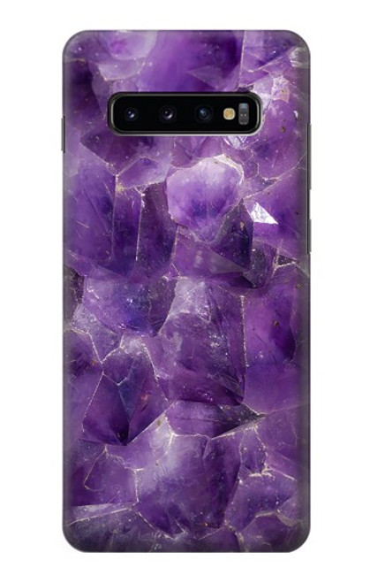 S3713 パープルクォーツアメジストグラフィックプリント Purple Quartz Amethyst Graphic Printed Samsung Galaxy S10 Plus バックケース、フリップケース・カバー