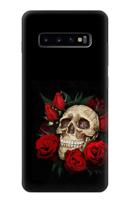 S3753 ダークゴシックゴススカルローズ Dark Gothic Goth Skull Roses Samsung Galaxy S10 Plus バックケース、フリップケース・カバー