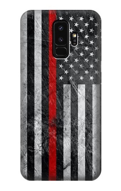 S3687 消防士細い赤い線アメリカの国旗 Firefighter Thin Red Line American Flag Samsung Galaxy S9 Plus バックケース、フリップケース・カバー