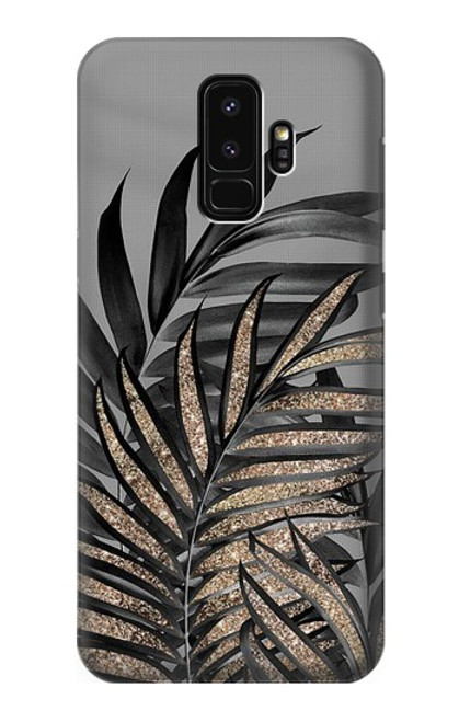 S3692 灰色の黒いヤシの葉 Gray Black Palm Leaves Samsung Galaxy S9 Plus バックケース、フリップケース・カバー