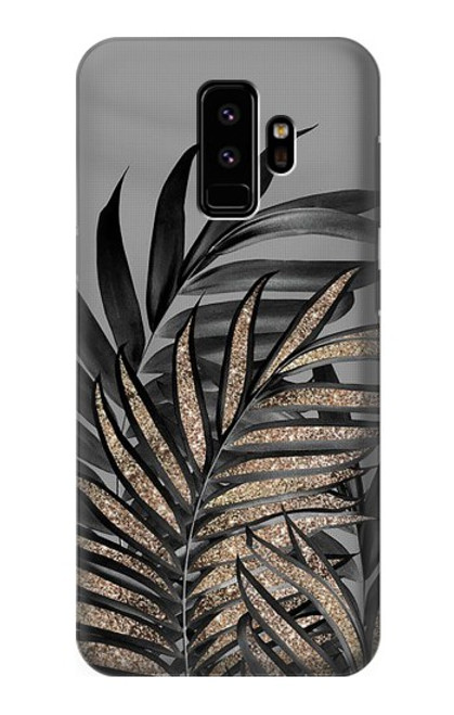 S3692 灰色の黒いヤシの葉 Gray Black Palm Leaves Samsung Galaxy S9 バックケース、フリップケース・カバー