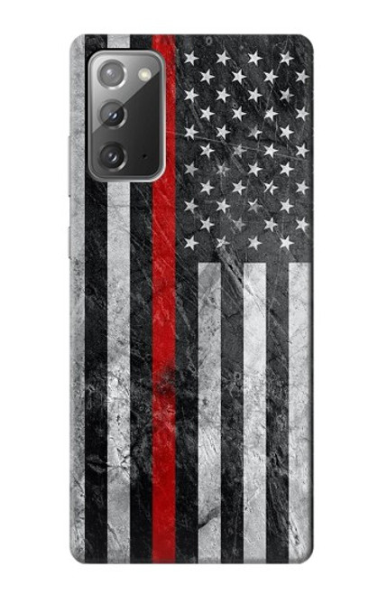 S3687 消防士細い赤い線アメリカの国旗 Firefighter Thin Red Line American Flag Samsung Galaxy Note 20 バックケース、フリップケース・カバー