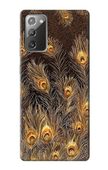 S3691 ゴールドピーコックフェザー Gold Peacock Feather Samsung Galaxy Note 20 バックケース、フリップケース・カバー