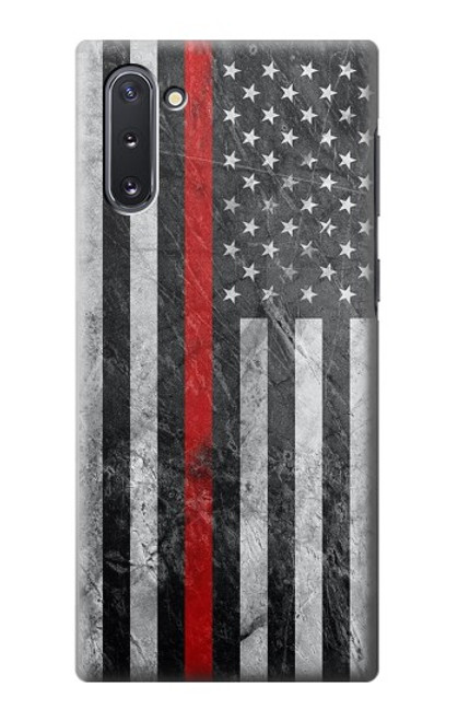 S3687 消防士細い赤い線アメリカの国旗 Firefighter Thin Red Line American Flag Samsung Galaxy Note 10 バックケース、フリップケース・カバー