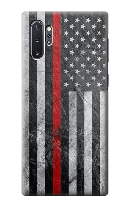 S3687 消防士細い赤い線アメリカの国旗 Firefighter Thin Red Line American Flag Samsung Galaxy Note 10 Plus バックケース、フリップケース・カバー