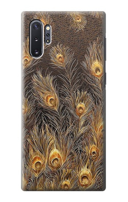 S3691 ゴールドピーコックフェザー Gold Peacock Feather Samsung Galaxy Note 10 Plus バックケース、フリップケース・カバー