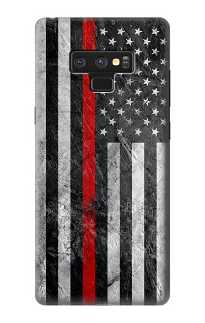 S3687 消防士細い赤い線アメリカの国旗 Firefighter Thin Red Line American Flag Note 9 Samsung Galaxy Note9 バックケース、フリップケース・カバー