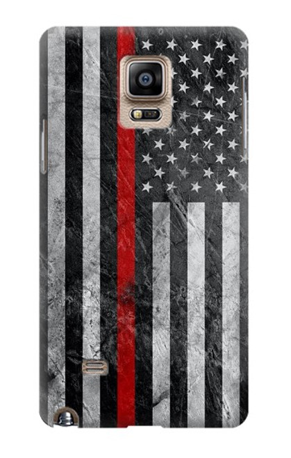 S3687 消防士細い赤い線アメリカの国旗 Firefighter Thin Red Line American Flag Samsung Galaxy Note 4 バックケース、フリップケース・カバー